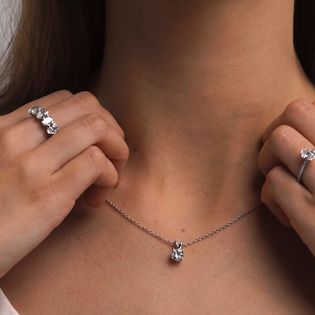 0.50 CTW Round Lab Grown Diamond Split Bail Solitaire Pendant in 14K White Gold Over Sterling