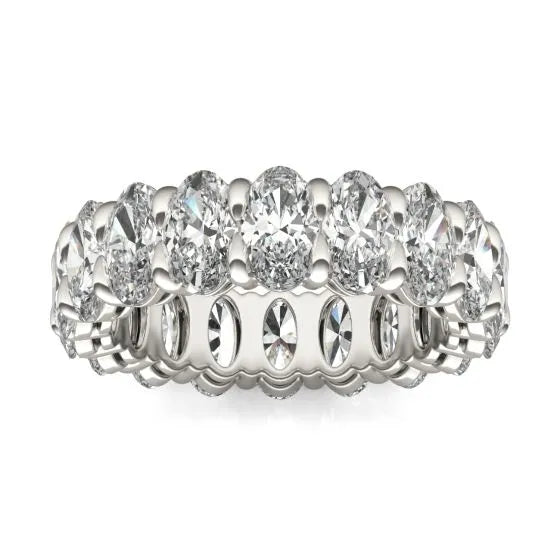 4 CTW Oval Lab Grown Diamond Couture Classic Eternity Ring 14K White Gold (G-VS)