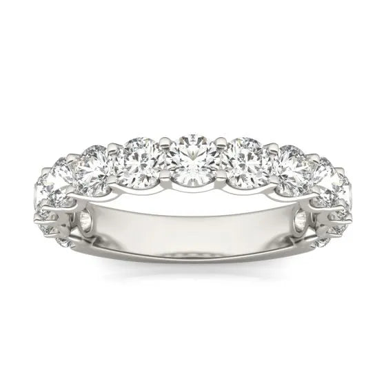 2 1/15 CTW Lab Grown Round Cut Diamond Half Eternity Ring in 14K White Gold - G-VS