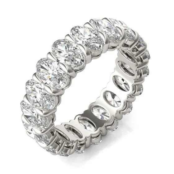 4 CTW Oval Lab Grown Diamond Couture Classic Eternity Ring 14K White Gold (G-VS)