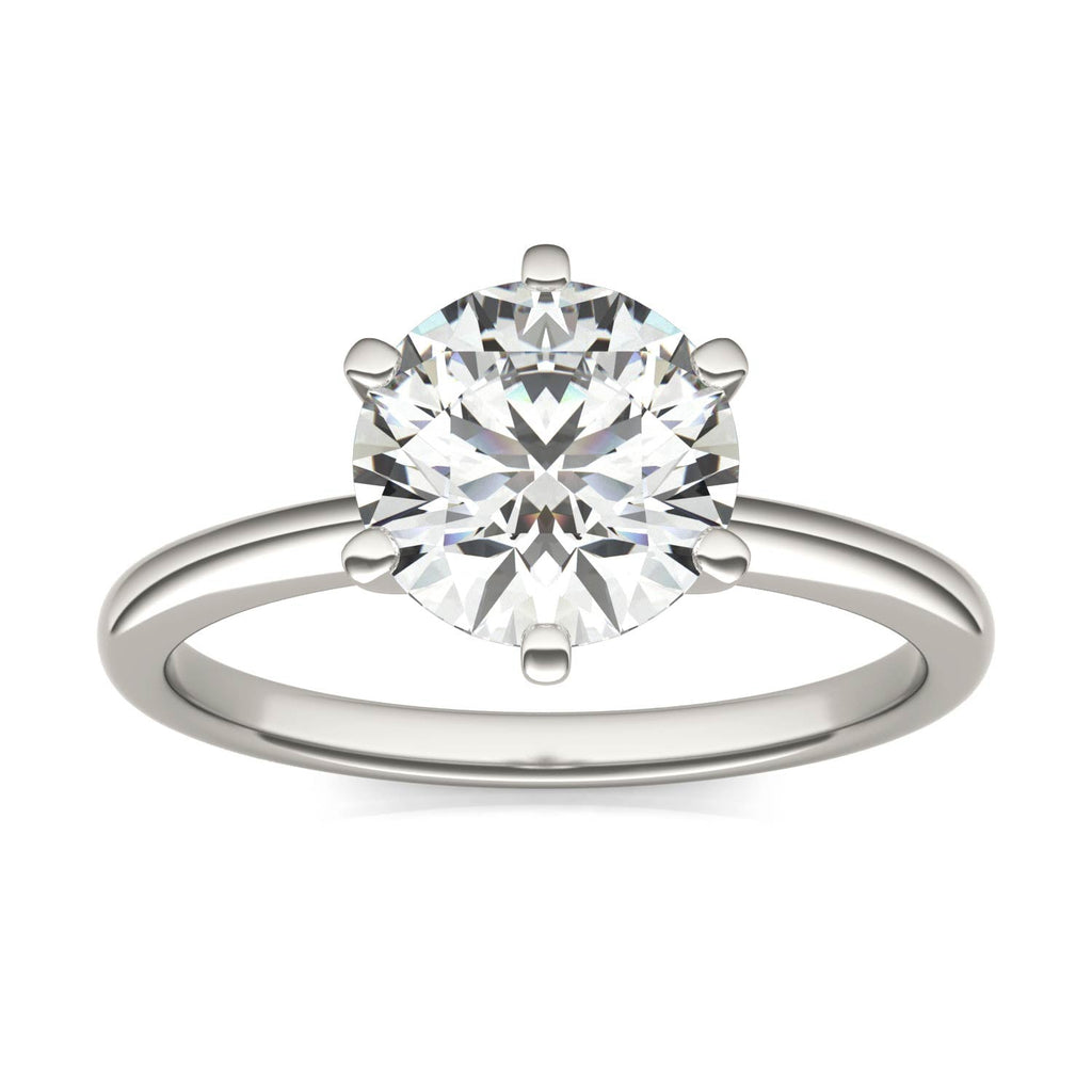 2 CTW Round Lab Grown Diamond Six Prong Solitaire Engagement Ring - G-VS Clarity, AGI Certified, 14K White Gold