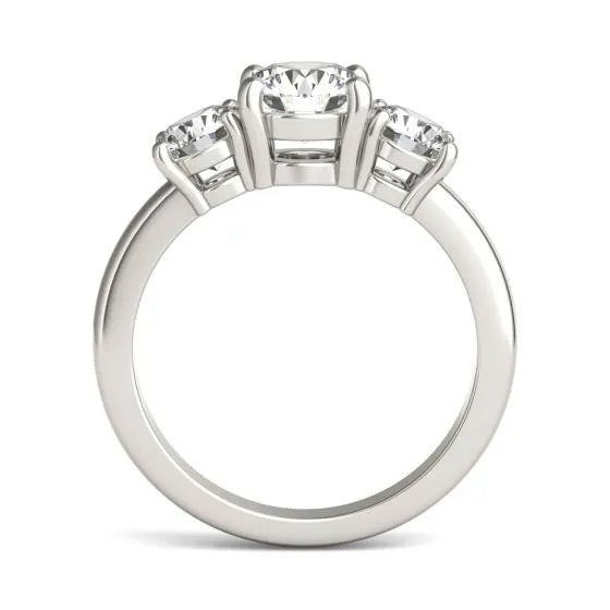 AGI Certified 2 CTW Classic Three-Stone Round Lab Grown Diamond (G-VS) Engagement Ring in 14K White Gold