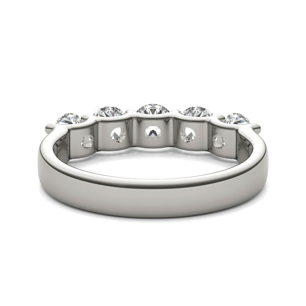 AGI Certified 1 1/4 CTW Round Lab Grown Diamond (G/VS) Five Stone Anniversary Band in 14K White Gold