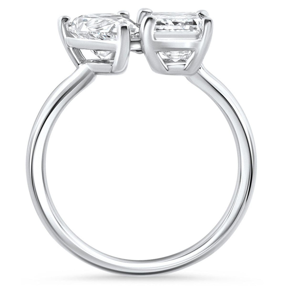 AGI Certified 3.50 CTW Toi Et Moi Lab Grown Diamond Ring in Pear & Emerald Cut 14K White Gold