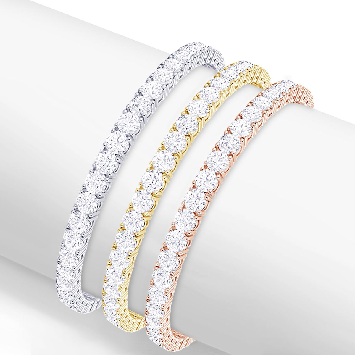 6ctw Created Moissanite Tennis Bracelet - 3mm Stones - 14K Gold Overlay in White, Yellow or Rose Gold