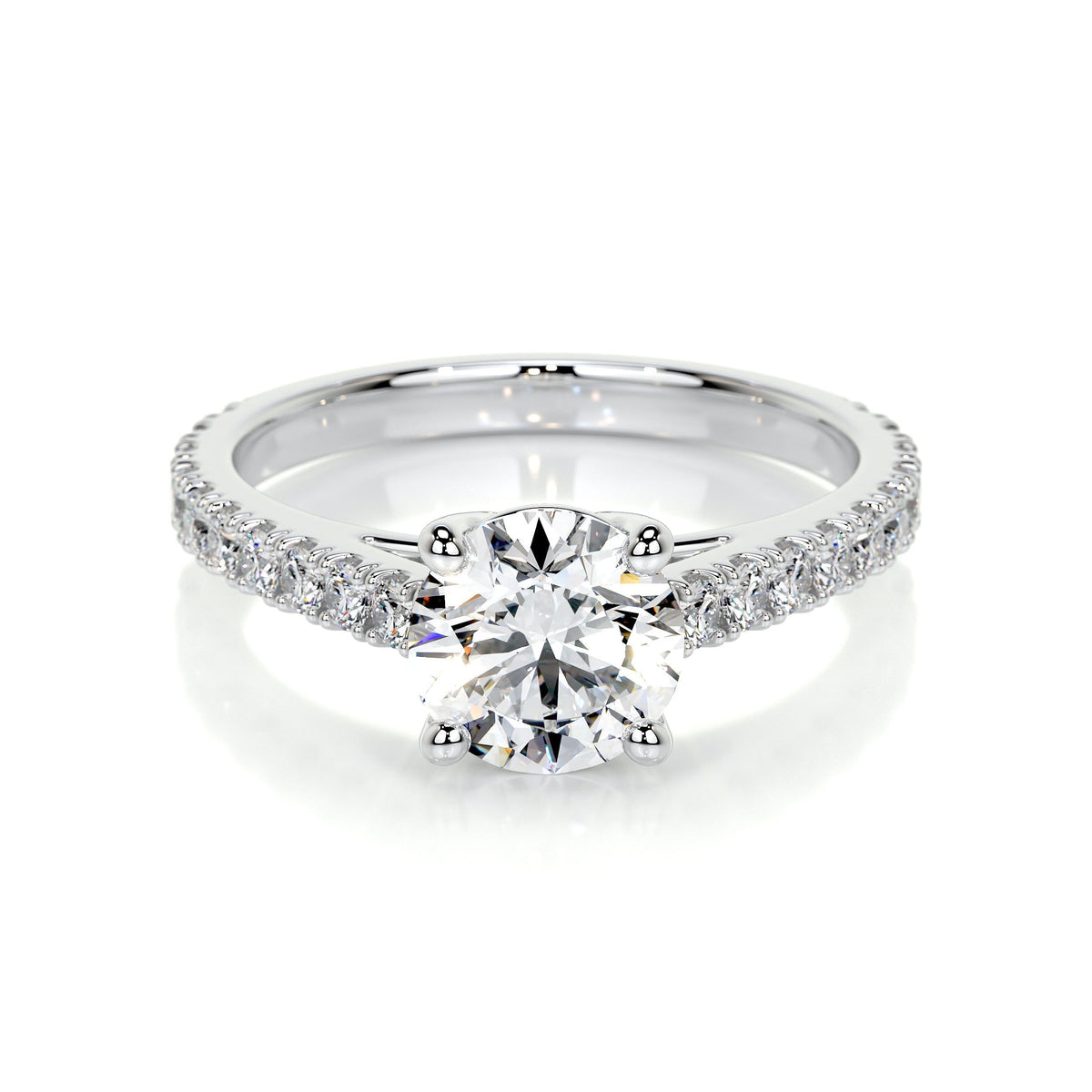 Round Brilliant Lab Grown Diamond Channel Setting Engagement Ring (F/VS) in 14K White Gold