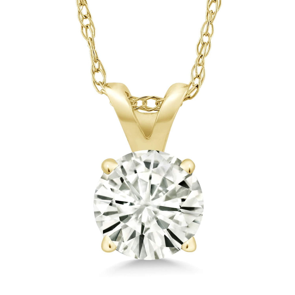 2.00 CTW Created Moissanite Solitaire Pendant Necklace with 18" Chain - Choice of 14k White or Yellow Gold