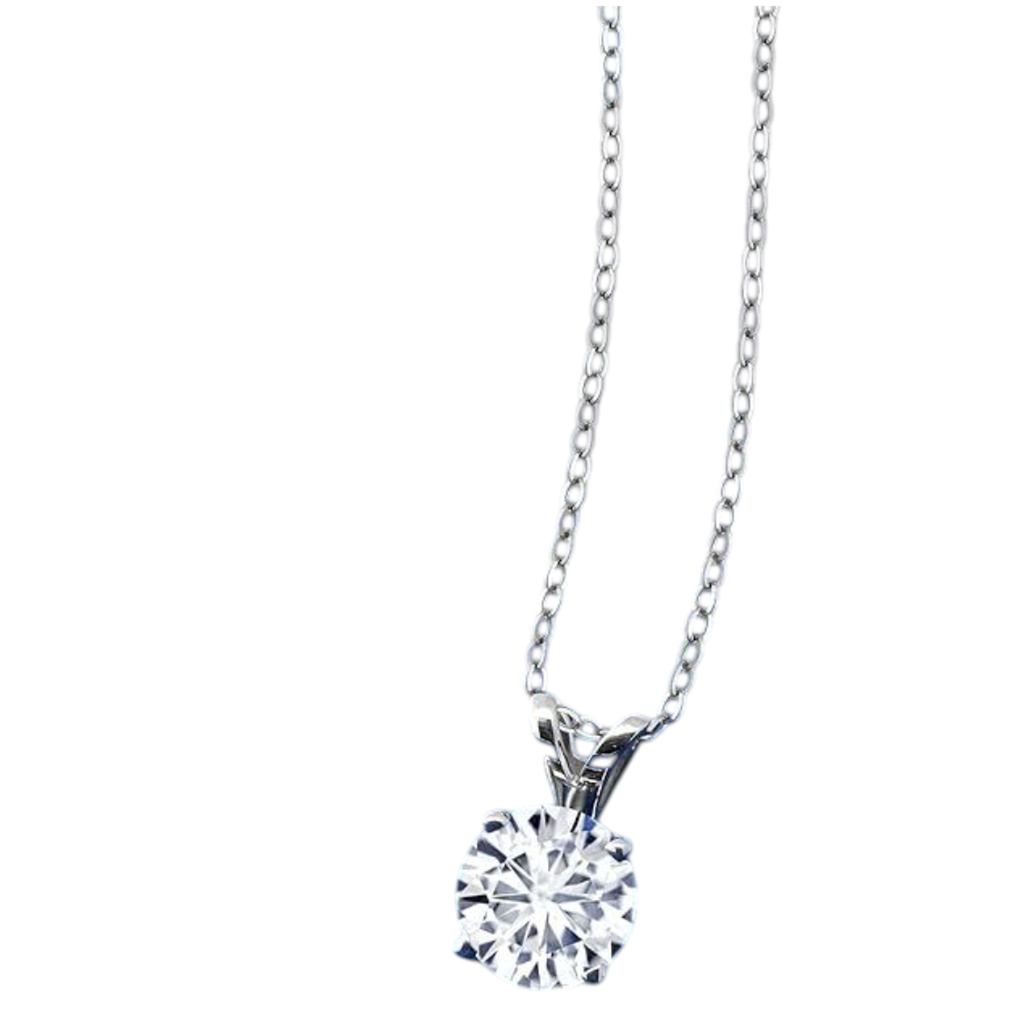 .80 CTW Certified Genuine Moissanite Solitaire Pendant Necklace - Choice of 14k White or Yellow Gold