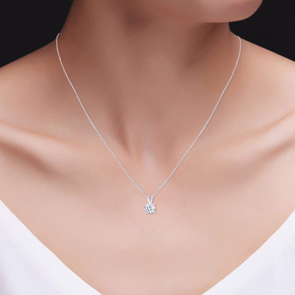 1.50 Ctw Round Lab Grown Diamond Pendant Necklace in 14K Gold – F Color VS Clarity | AGI Certified