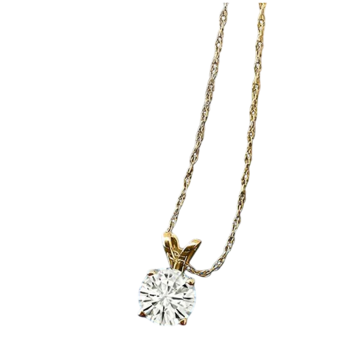2.00 CTW Created Moissanite Solitaire Pendant Necklace with 18" Chain - Choice of 14k White or Yellow Gold