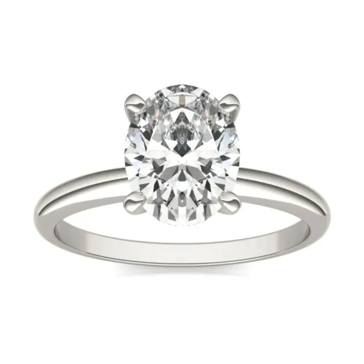 2.00 CTW AGI Certified  Oval Lab Grown Diamond Solitaire Engagement Ring in 14K White Gold (G-VS)