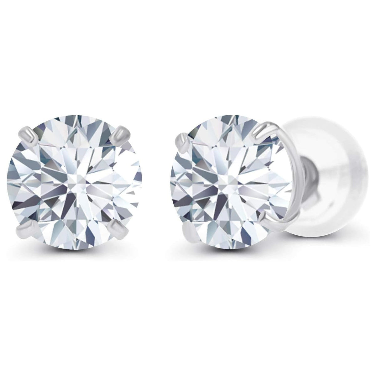 1.00 CTW Genuine Certified Moissanite Stud Earrings in Solid 14K White or Yellow Gold